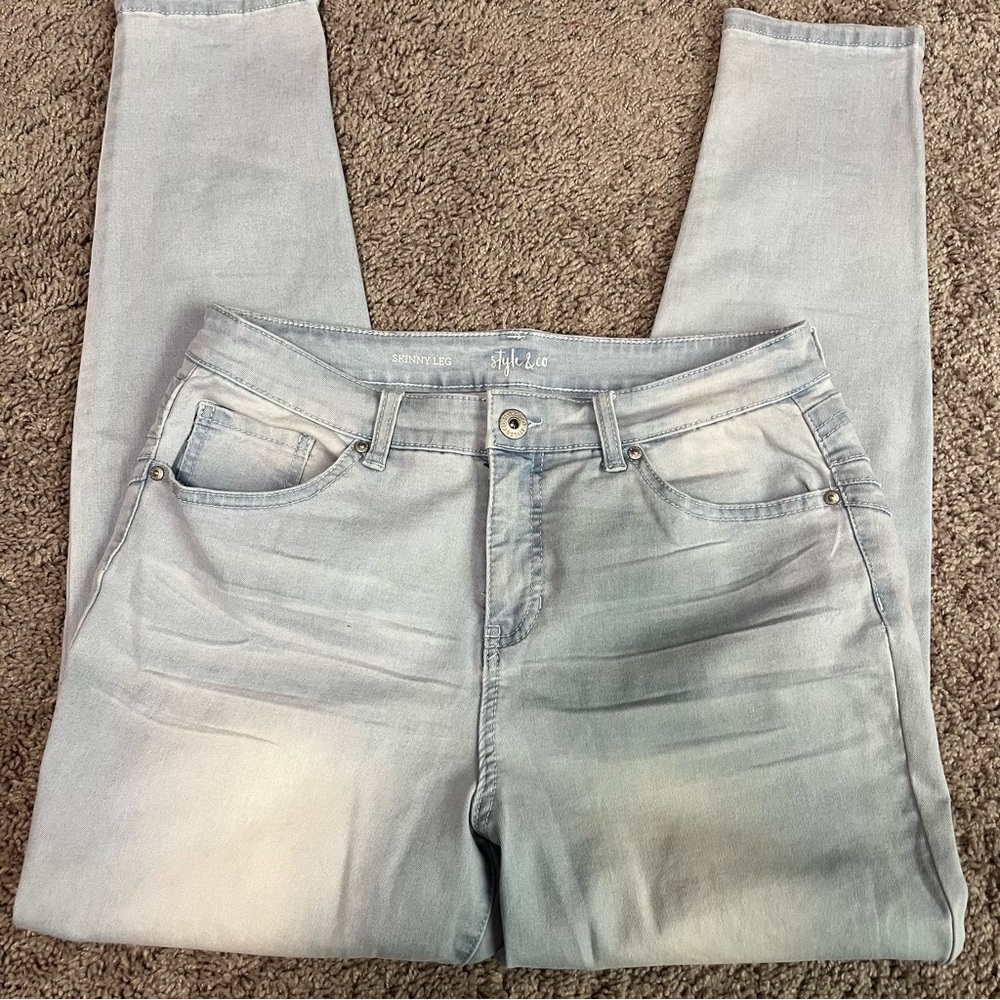 Style & Co Women's Tummy Control Slim Leg Jeans Blue 10